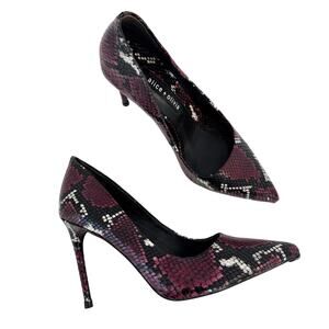 Alice + Olivia Creda Snakeskin Heel Pumps Shoes Burgundy | 8.5